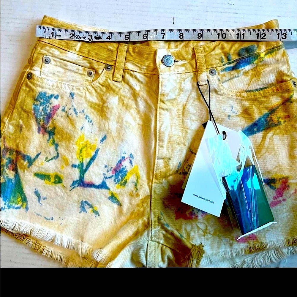 JOHN Elliot Brady Japanese denim shorts 25w Confetti color pattern dye N… - Picture 15 of 16